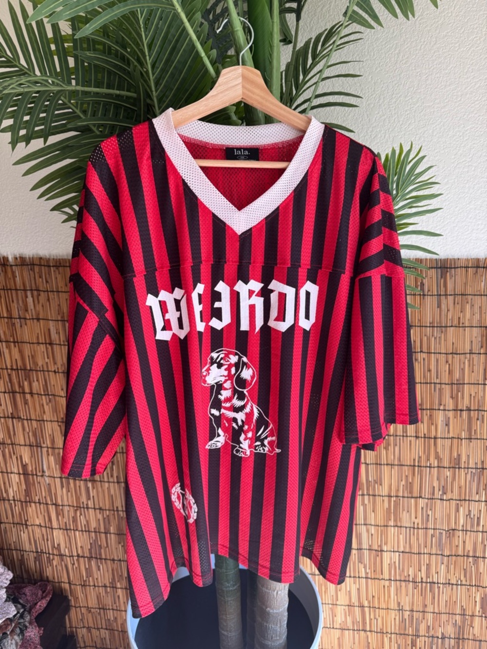 Dressed in Lala Long Live Weirdos Red & Black Striped Jersey S/M